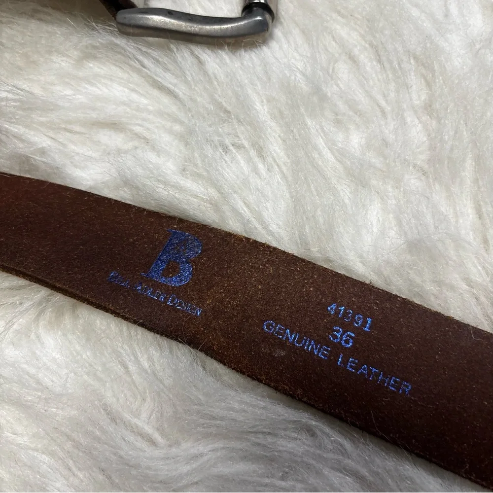 Bill Adler Designs White Genuine Leather Belt size 36
